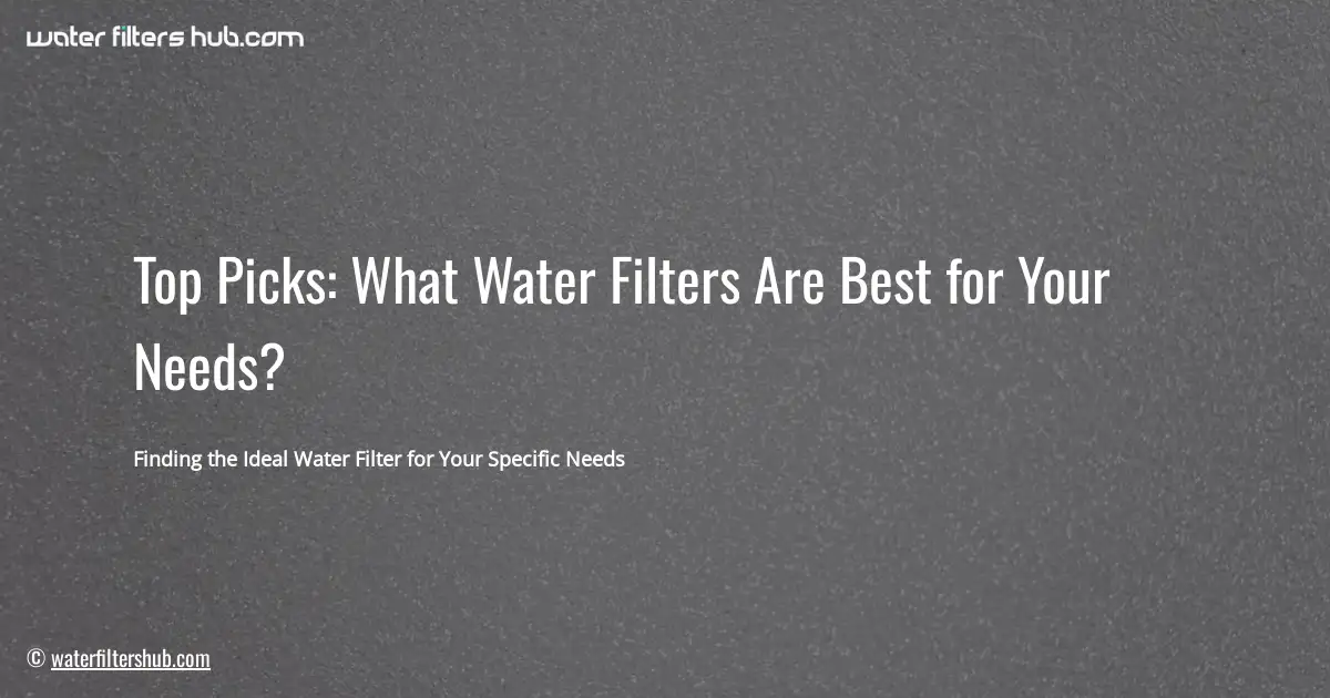 Top Picks: What Water Filters Are Best for Your Needs?